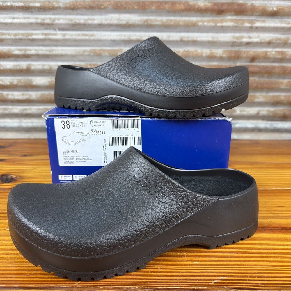 BIRKENSTOCK Super Birki Clogs Unisex Size M5/W7 Black 0068011